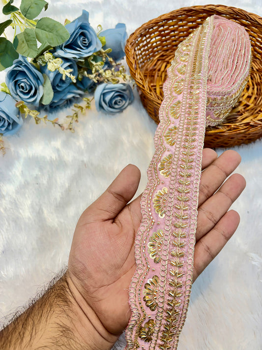 Premium handmade Designer Lace – 9 Meter Premium Decorative Lace (baby pink)