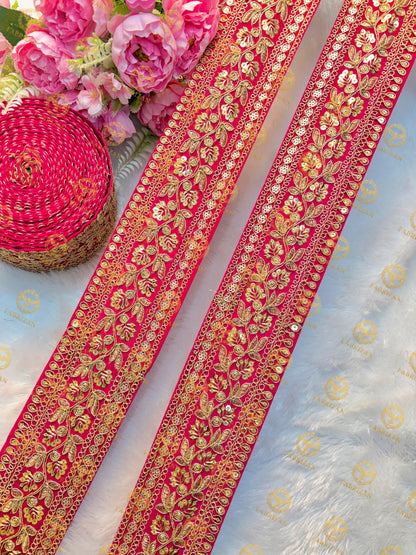 Premium Maharani Gold Zari Embroidered Lace 3inch (pack of 9 meter )  Saree border, lehenga, blouse, dupatta, gowns