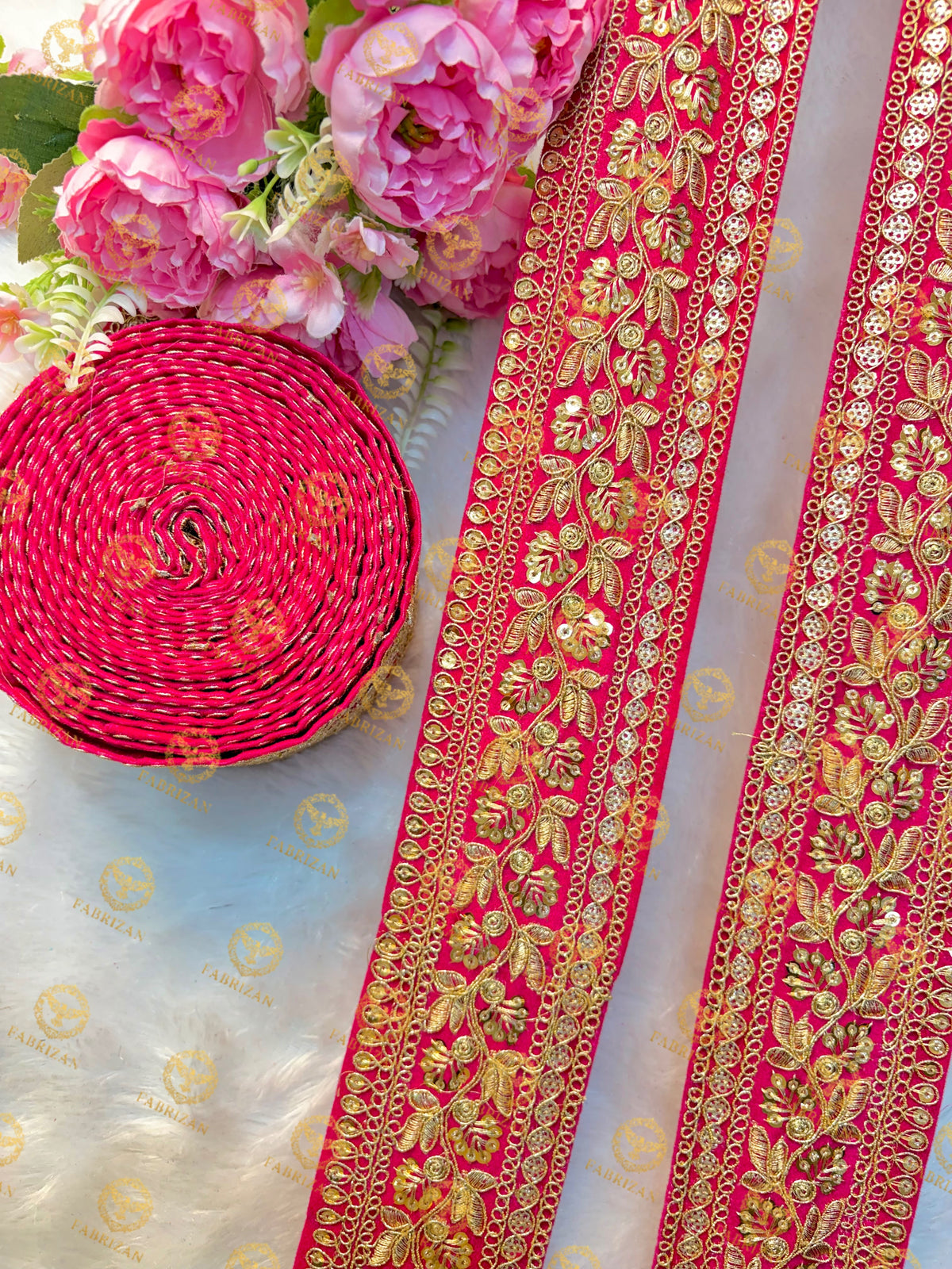 Premium Maharani Gold Zari Embroidered Lace 3inch (pack of 9 meter )  Saree border, lehenga, blouse, dupatta, gowns