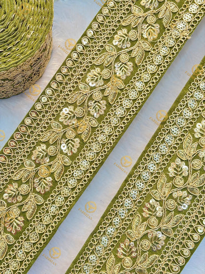 Premium Maharani Gold Zari Embroidered Lace 3inch (pack of 9 meter )  Saree border, lehenga, blouse, dupatta, gowns
