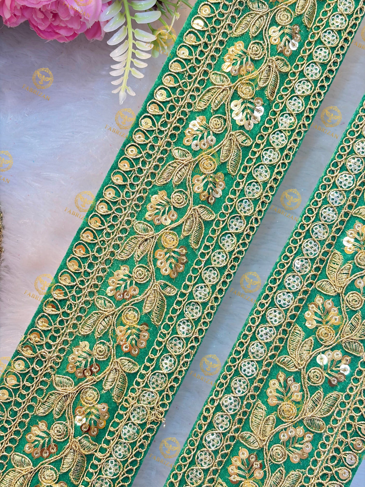 Premium Maharani Gold Zari Embroidered Lace 3inch (pack of 9 meter )  Saree border, lehenga, blouse, dupatta, gowns