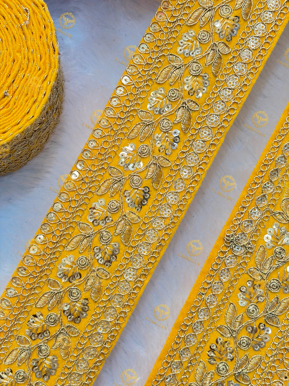 Premium Maharani Gold Zari Embroidered Lace 3inch (pack of 9 meter )  Saree border, lehenga, blouse, dupatta, gowns