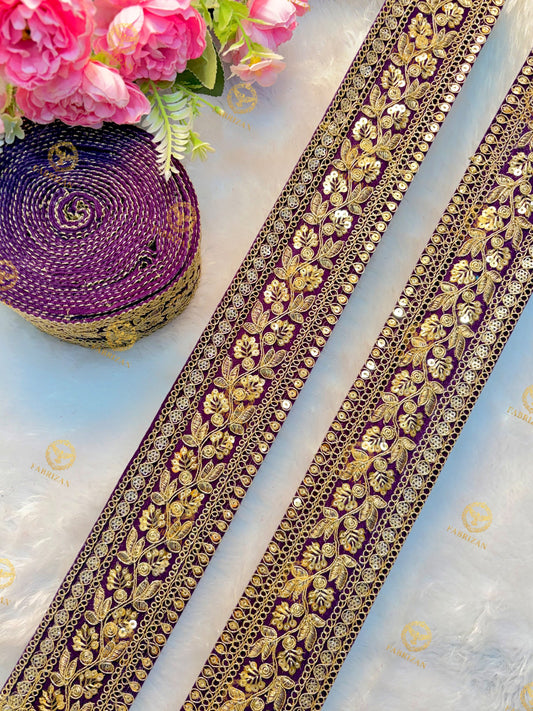 Premium Maharani Gold Zari Embroidered Lace 3inch (pack of 9 meter )  Saree border, lehenga, blouse, dupatta, gowns