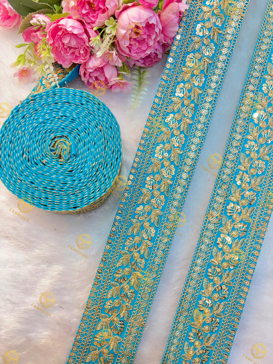 Premium Maharani Gold Zari Embroidered Lace 3inch (pack of 9 meter )  Saree border, lehenga, blouse, dupatta, gowns