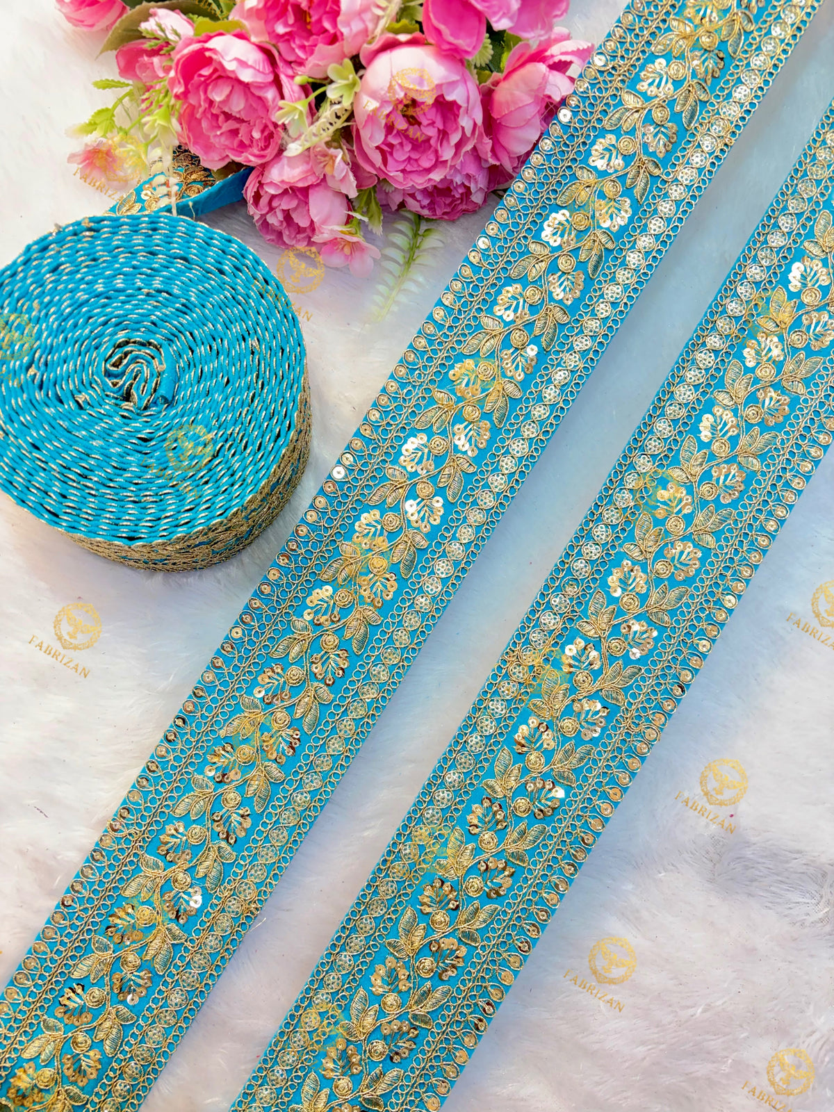 Premium Maharani Gold Zari Embroidered Lace 3inch (pack of 9 meter )  Saree border, lehenga, blouse, dupatta, gowns