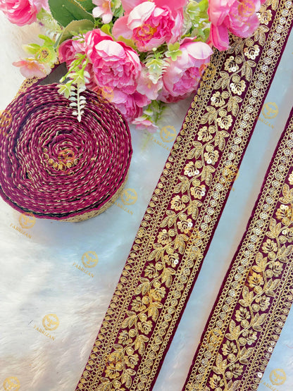 Premium Maharani Gold Zari Embroidered Lace 3inch (pack of 9 meter )  Saree border, lehenga, blouse, dupatta, gowns