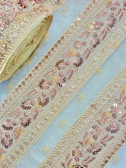 Premium Maharani Gold Zari Embroidered Lace 3inch (pack of 9 meter )  Saree border, lehenga, blouse, dupatta, gowns