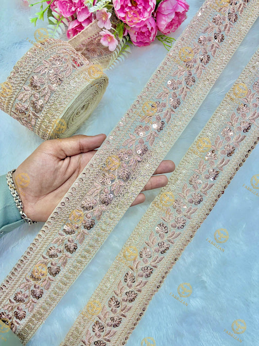 Premium Maharani Gold Zari Embroidered Lace 3inch (pack of 9 meter )  Saree border, lehenga, blouse, dupatta, gowns