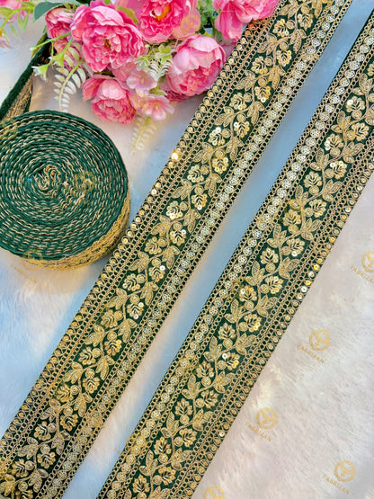 Premium Maharani Gold Zari Embroidered Lace 3inch (pack of 9 meter )  Saree border, lehenga, blouse, dupatta, gowns