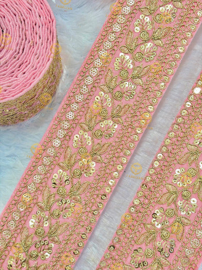 Premium Maharani Gold Zari Embroidered Lace 3inch (pack of 9 meter )  Saree border, lehenga, blouse, dupatta, gowns