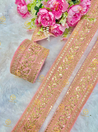 Premium Maharani Gold Zari Embroidered Lace 3inch (pack of 9 meter )  Saree border, lehenga, blouse, dupatta, gowns
