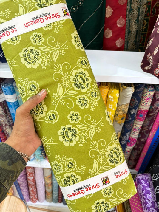 Pure 100% Cambric Cotton Printed Fabric – Soft & Elegant Ethnic Floral Design 44width Vol 2