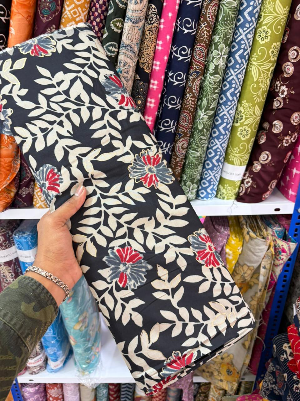 Pure 100% Cambric Cotton Printed Fabric – Soft & Elegant Ethnic Floral Design 44width Vol 2