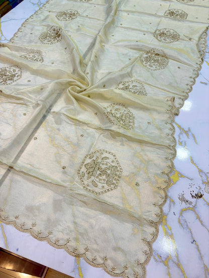 Luxe viscous Tissue Dupatta with Handcrafted  Border 2.75 meter Dyble ✅