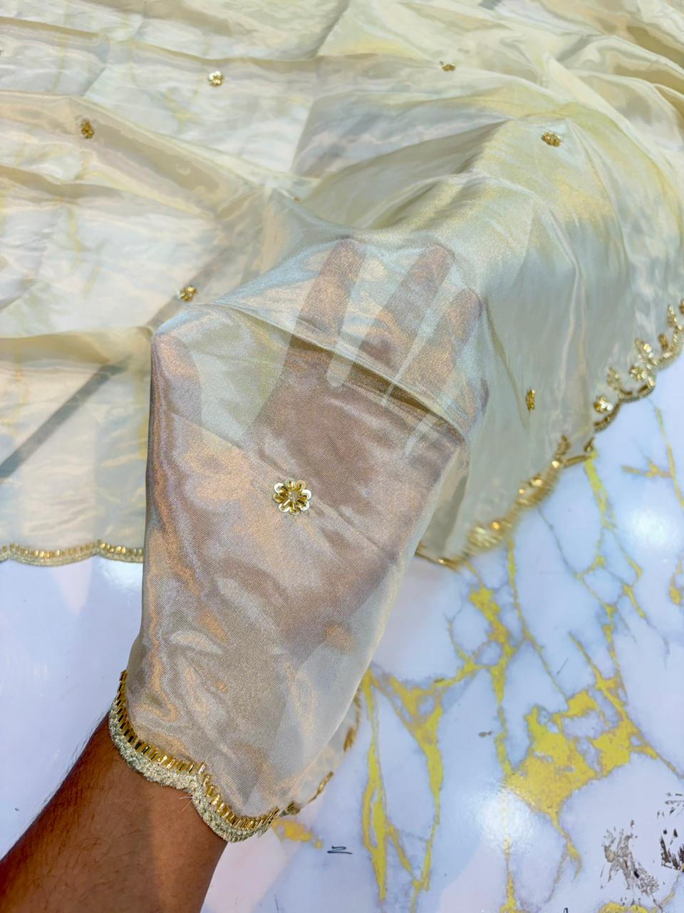 Luxe viscous Tissue Dupatta with Handcrafted  Border 2.75 meter Dyble ✅
