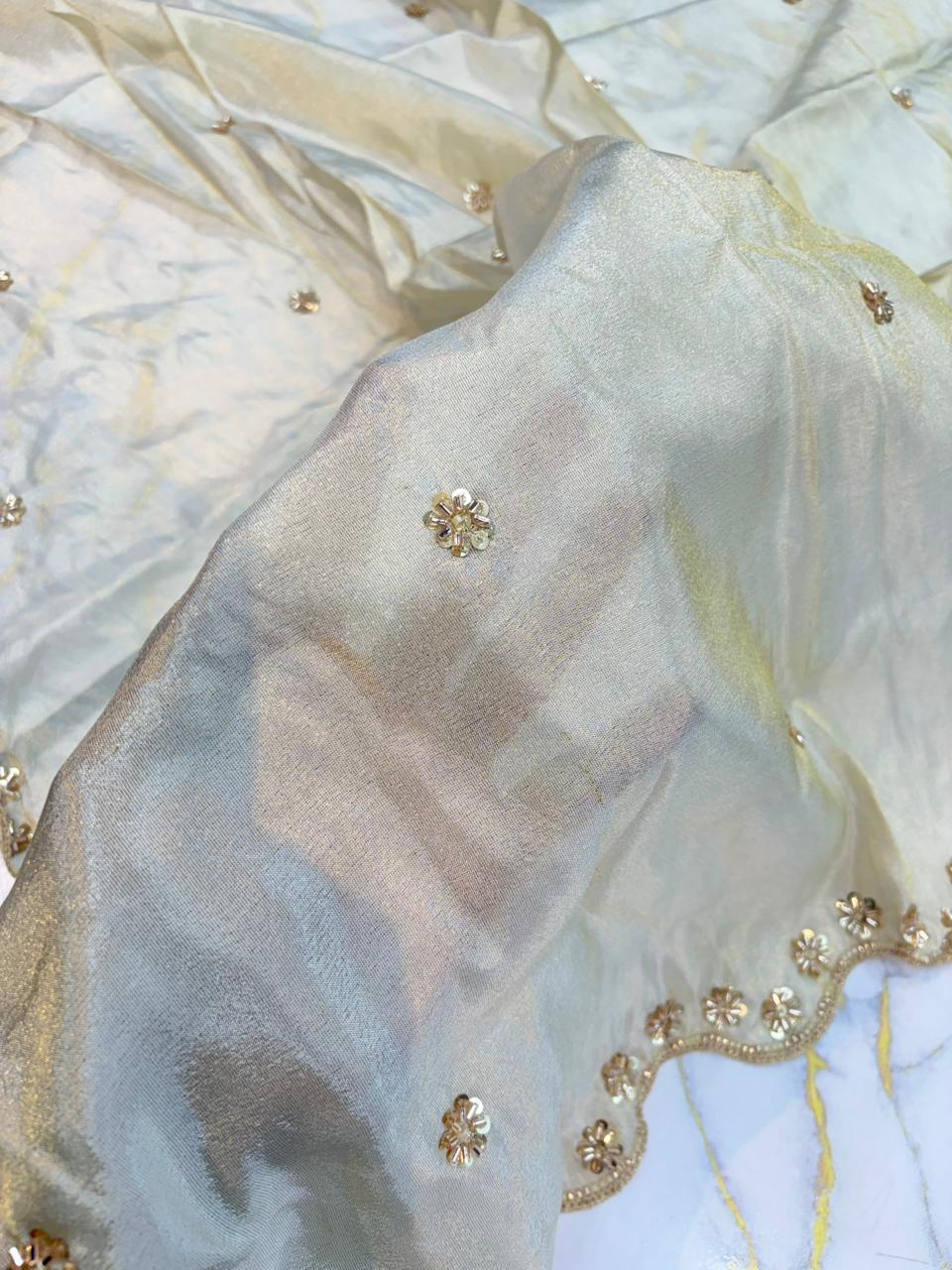Luxe viscous Tissue Dupatta with Handcrafted  Border 2.75 meter Dyble ✅