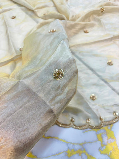 Luxe viscous Tissue Dupatta with Handcrafted  Border 2.75 meter Dyble ✅