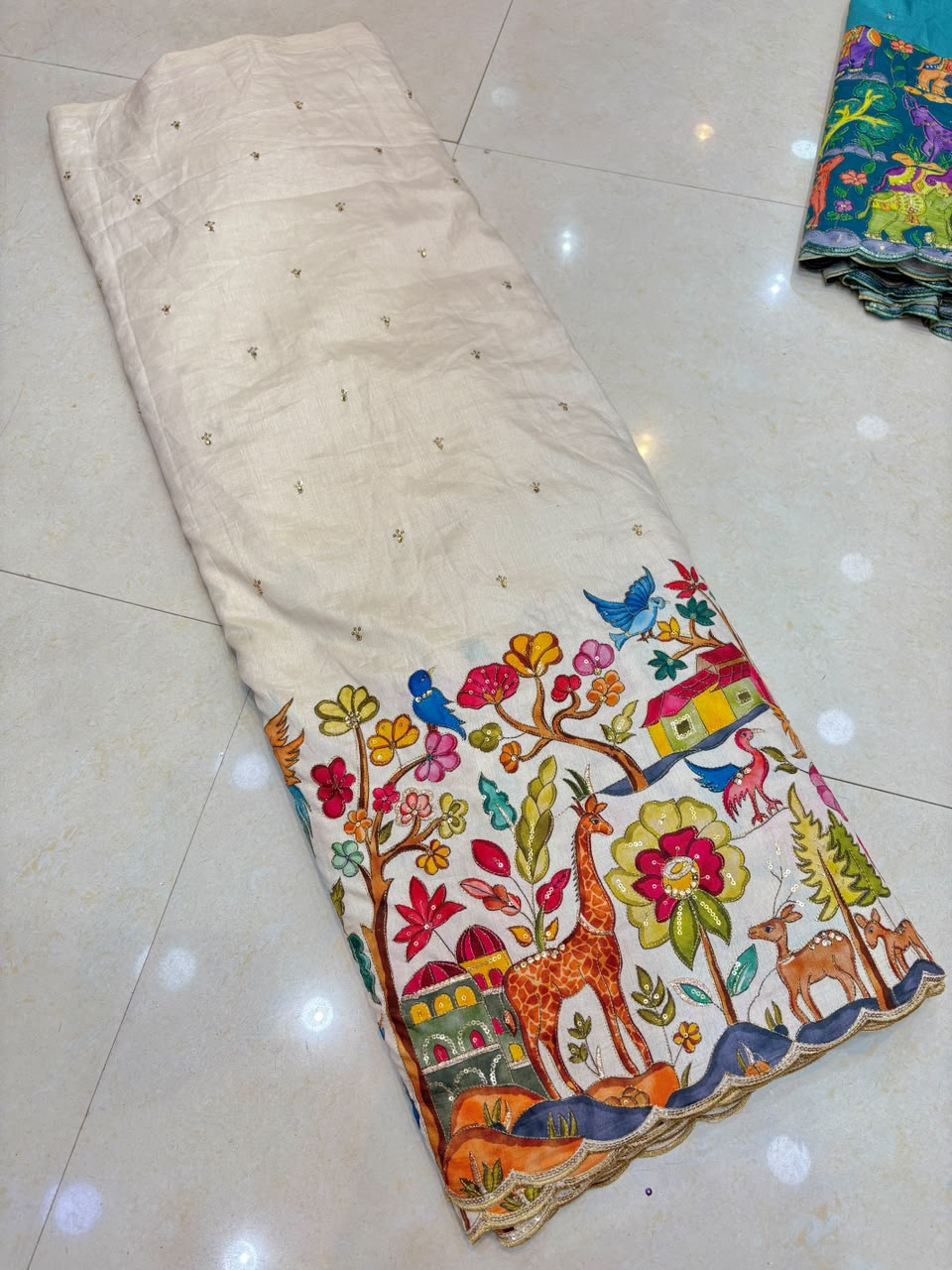 Pure Kalamkari Malai Silk Fabric ✨ soft width 45