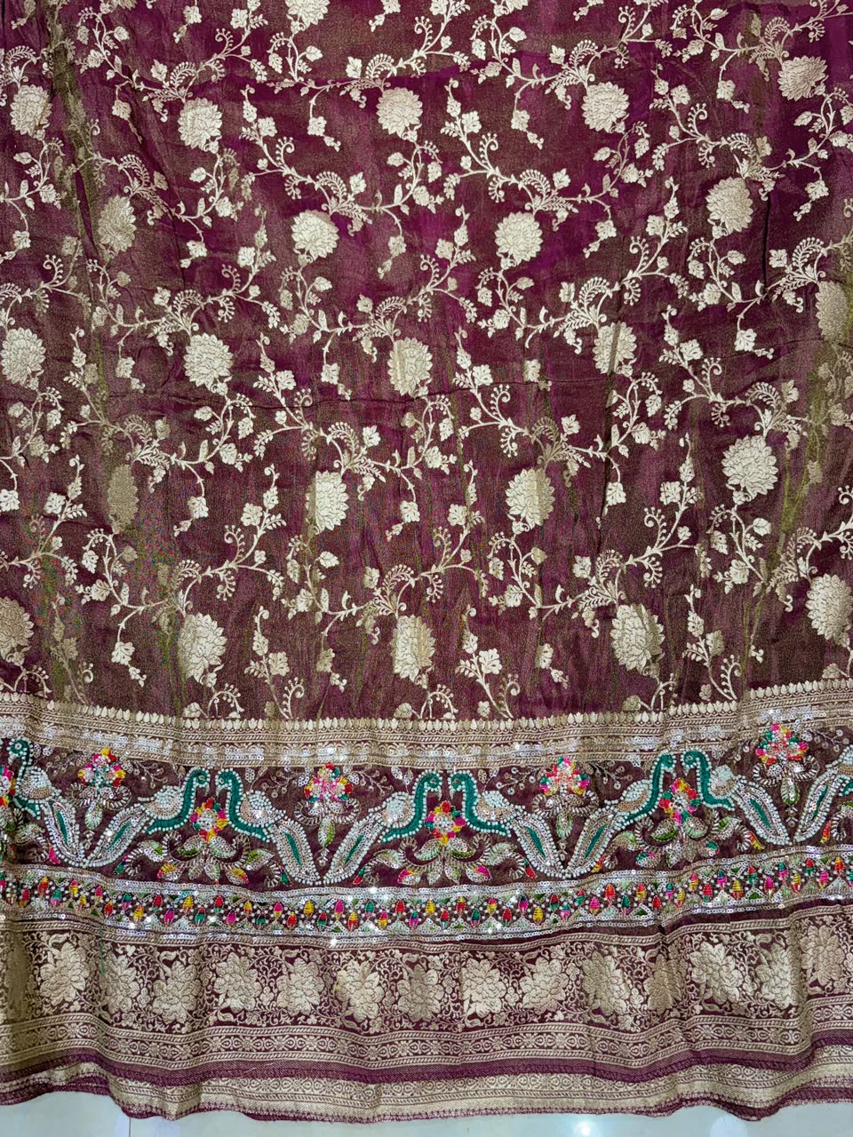 ✨ Premium Pure Viscose Tissue Fabric – Bridal maggam work  width 44