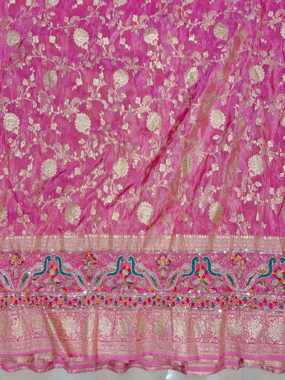 ✨ Premium Pure Viscose Tissue Fabric – Bridal maggam work  width 44 pink