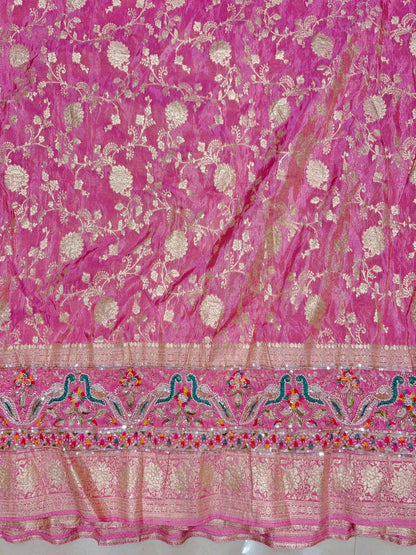 ✨ Premium Pure Viscose Tissue Fabric – Bridal maggam work  width 44 pink